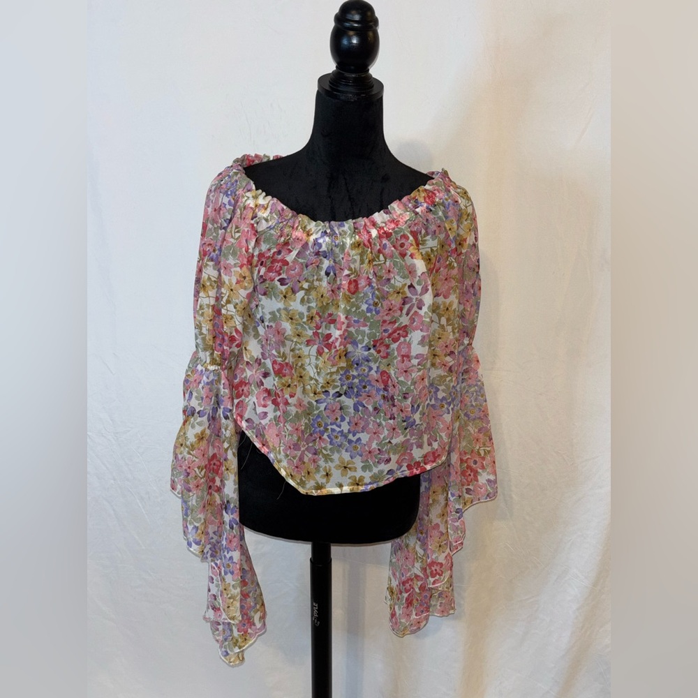 NWOT Live 4 Truth Multicolor Floral Off-Shoulder Blouse